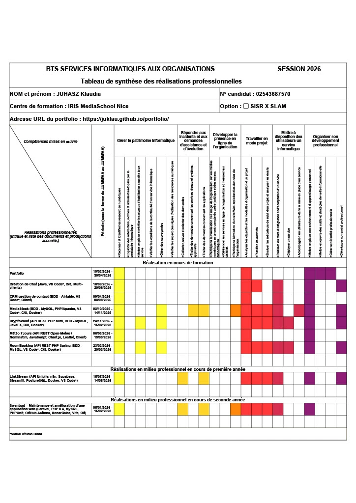Aperçu du Tableau de Synthèse