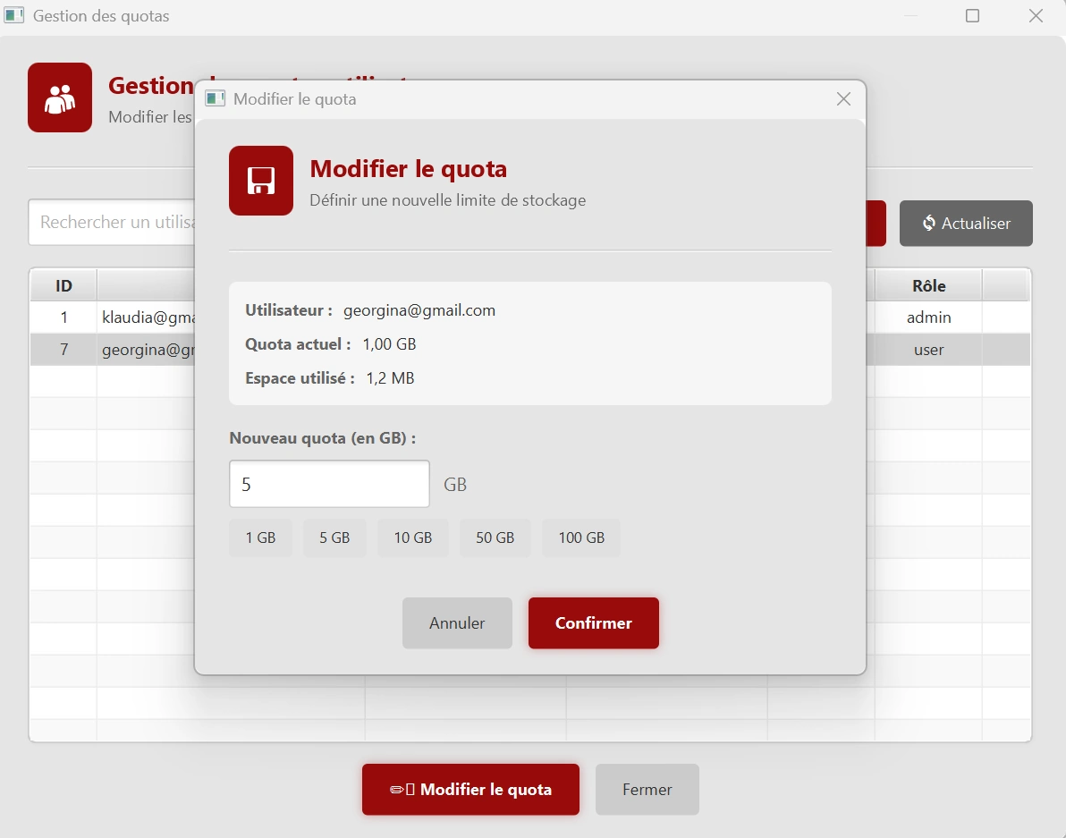 Gestion de quota par admin