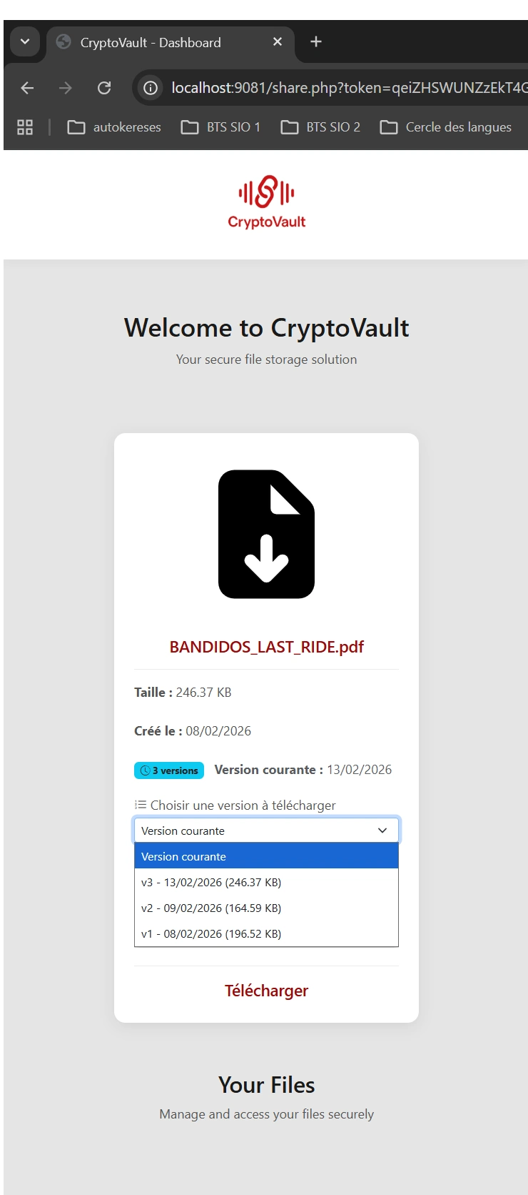 Web: partage un fichier avec versions