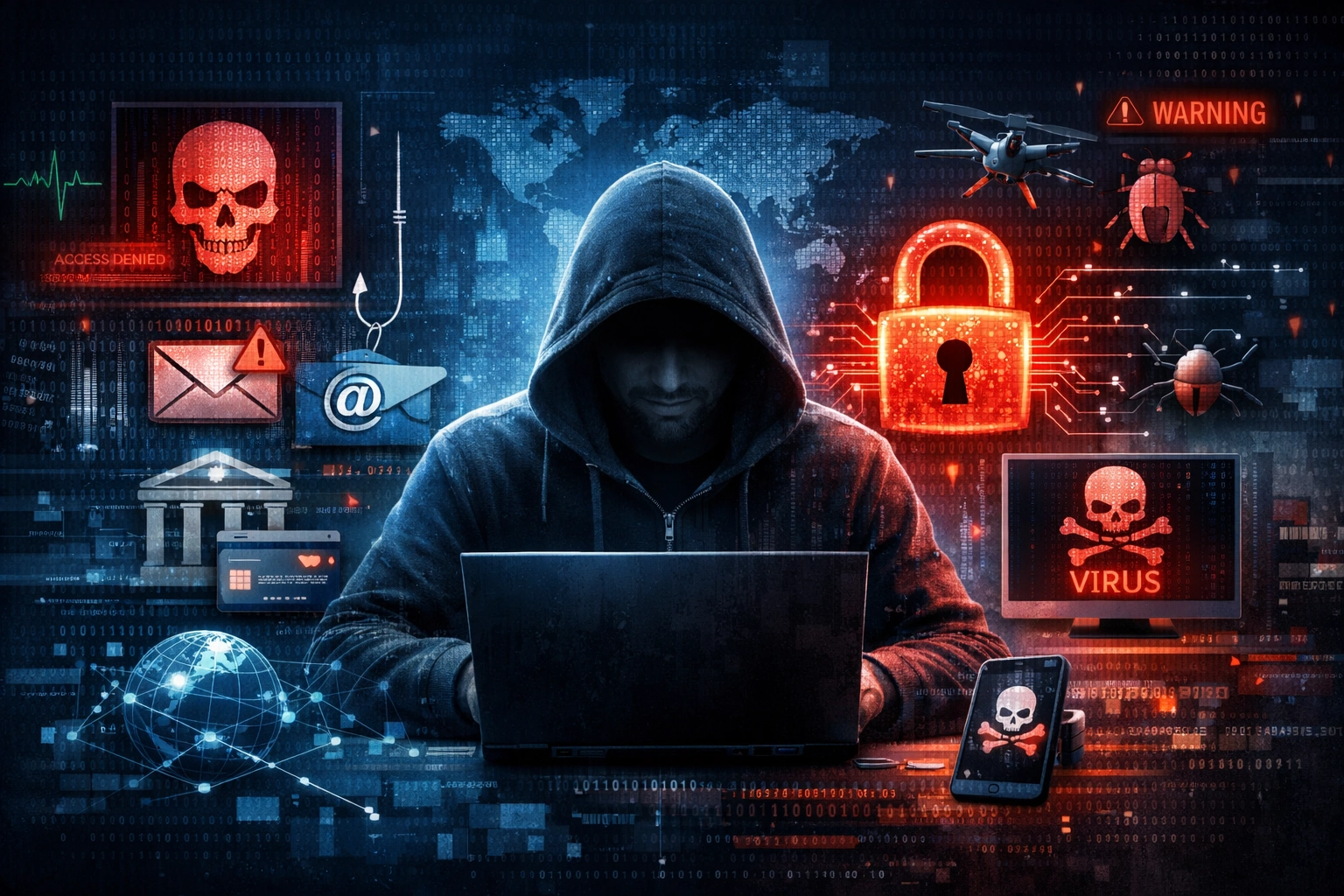 Illustration cybersécurité et cybermenaces