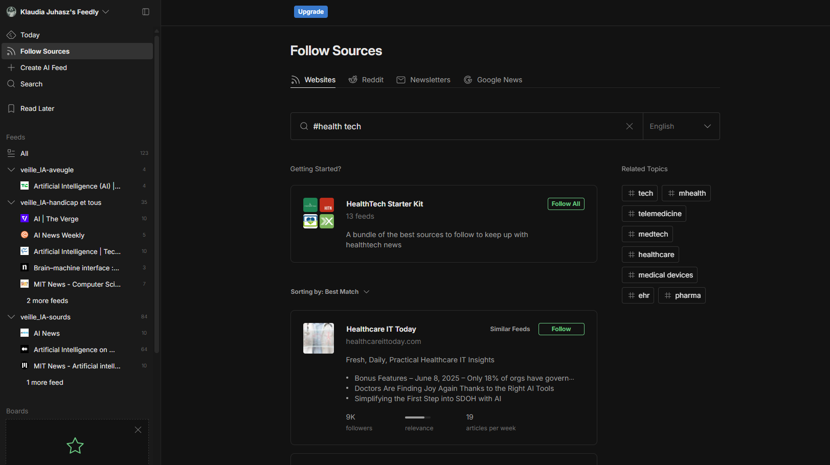 Screenshot Feedly
