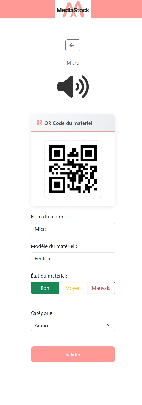 Fiche détaillée d'un matériel