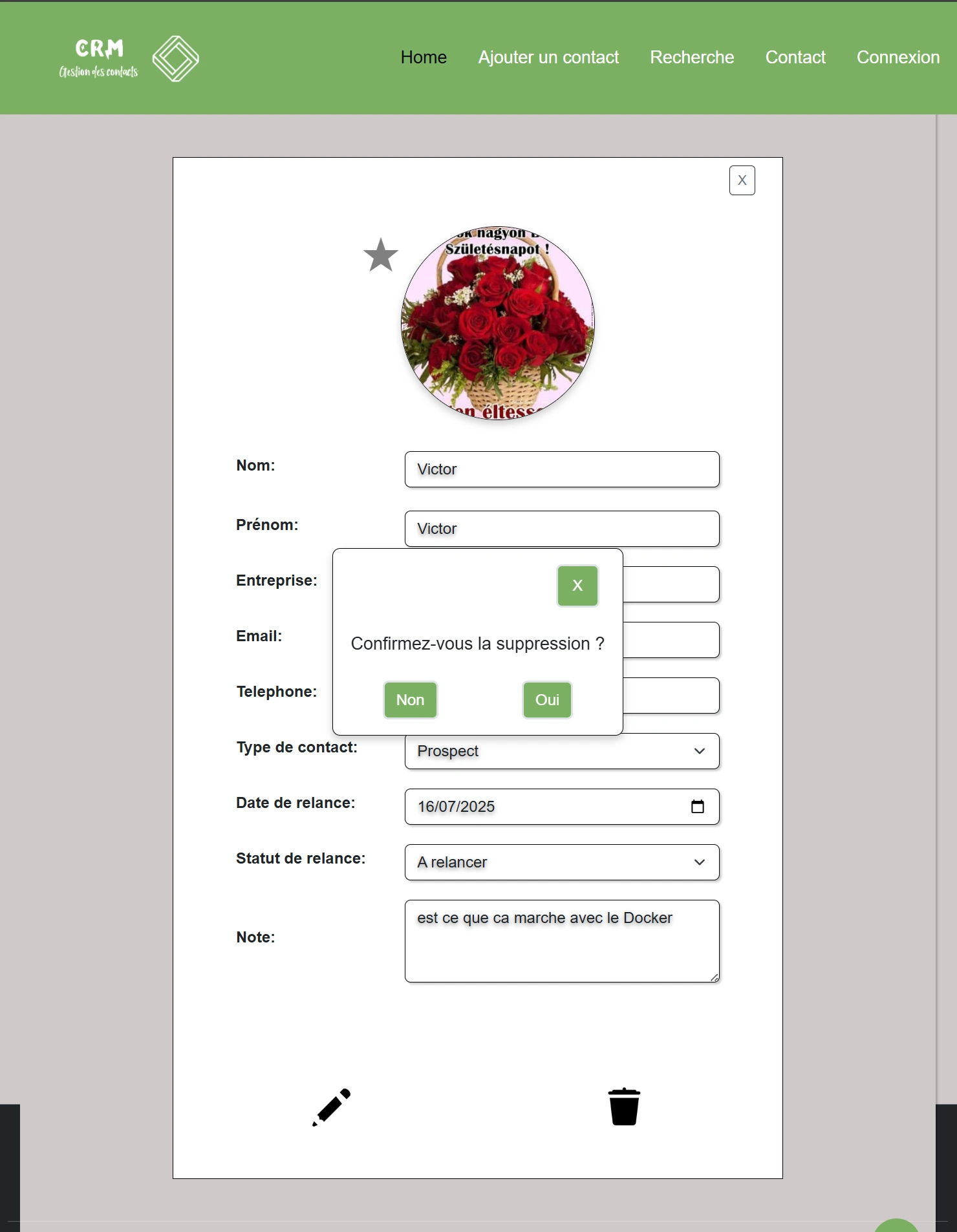 Suppression du contact
