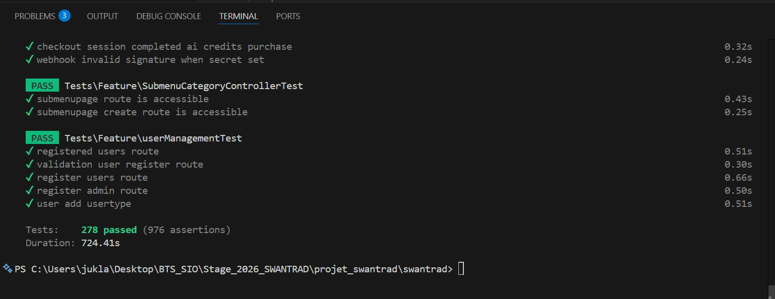 Validation des tests en local